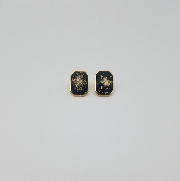 Black and Gold Stud Earrings (NWOT) - Picture 2 of 6